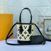 Women mini Bucket Bags Designer Satchel Top Handle Bag Cotton Fabric Leather Crossbody Fashion Handbags