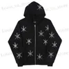 Funny Mens Hoodies Sweatshirts Spider Diamond Print Jacket Coat Zip Cardigan Y2K Gothic Style Clothing Hip Hop Streetwear T230819