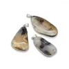 Pendentif Colliers 1pc 20x40-30x65mm Pierre Semi-précieuse Naturelle Agate Avec Bord En Alliage De Zinc De Forme Irrégulière DIY Faisant Collier Bracelet