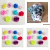 ドッグアパレル100pc/ロットキャンディーカラーヘアボウガーゼフラワーパフ犬アクセサリーペットグルーミングサプライギフトドロップデリバリーホームガーデンDH607