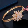 Bangle Women's Spring Buckle Open Bracelet Micro Inlaid Zircon Flower Bracelet-hoop Floral Lady Hand Ornament For Garment Accessories