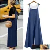 Jumpsuits voor dames romprers elegante mode dames katoen linnen lang breed poot romper strappy slabbetje overalls casual losse solide simple j dhaln