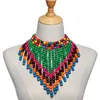 Correntes Pattern Colored Wooden Bead WithTassel Triangular Schechf Design Colar para mulheres Bu10175