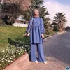 Этническая одежда Ид Мубарак Кафтан Дубай Абая Турция Мусульманский хиджаб устанавливает женщины мусульманские ансамблы 2 костюма блузки широкие штаны ноги