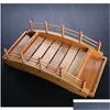 Sushi Tools Japanese Wooden Wood Cuisine Bridge Boats Pine Creative Sashimi Plate Platter Tableware Decoration Ornament Hasia Drop D Otfz9