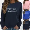 Women's Hoodies Ladies Fashion Sweaters "Kul Fact: Jag bryr mig inte om brevtryck Crew Neck Sweatshirt Raglan Women s Half Zip Fleece