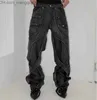 Pantalones de hombre Pantalones vaqueros punk casuales de moda para hombres 2023 Ropa de calle estadounidense Pantalones de pierna ancha negros Pantalones vaqueros holgados de hip-hop INS para mujeres que superan a las mujeres Z230819