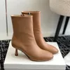 Aeyde high-heeled ankle boots Round toe kitten heel zipper leather fashion booties Designer dress wedding shoes 6.5cm