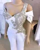 Vestidos de fiesta de noche blancos africanos de lujo largo 2023 sin hombros con cuentas de cristal sobrefalda Dubai mujeres vestido de boda Formal