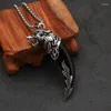 Anhänger Halsketten Retro Domineering Viking Style Wolf Fang Crescent Mode Herren Halskette Hip Hop Schmuck Geschenk