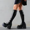 أحذية منصة أحذية الكاحل للنساء القوطية القوطية الأزياء منتصف العجل النسائية النسائية 2023 العلامة التجارية الشتوية