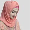 Ethnic Clothing Muslim Chiffon Hijab Scarf Women Long Golden Chain Head Wrap For Hijabs Scarves Ladies Veil Jersey 180 70cm