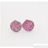 Boucles D'oreilles Designer 925 Sier Plaqué Boucles D'oreilles Résine Druzy Drusy Boucle D'oreille Femmes Bijoux 12Mm Ydyb6 Drop Delivery Otuu7