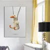 Płócienne malowanie kreskówek kaczki humor zwierzęcy plakaty kaczki i grafika ścienna zdjęcie urocze pokój dla dzieci malowanie wystroju domu bez ramy wo6
