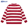 Herrenpullover Hip Hop Mode gestreifter Pullover Streetwear Little Devil Grafik Stickerei Stricke Herbst Herbst Casual Cotton Pullover 230818