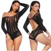 Sexy Set Damen sexy BodySuit Purpurblumblumensticked Spitzenmode Halter Hollow auf Blick durch Verband 230808