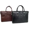 Briefcases High Quality Men's Leisure Business Briefcase Genuine Leather Single Shoulder Handbag Crossbody Luxury Laptop Messenger Bags