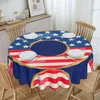 Table Cloth Round American Patriotic Donut With Flag Of USA Tablecloth Waterproof Oil-Proof Cover 60 Inch Doughnut