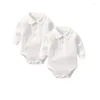 Ensembles de vêtements Born Baby Boys Vêtements Coton Polo Shirt Solid Color Bodys 2Pcs Infant Outfit Costumes 0-24 Mois