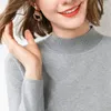 Kvinnors tröjor Autumn Winter Half High Collar 30% ulltröja Slim Stretch Candy Jumper ol Elegant Perfect Sticked Pullover
