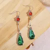 Dangle Earrings Red Green Color Drip Oil Resin Drop Trendy Metal Handmade Retro For Women Jewelry 2023