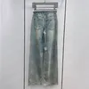 Pantalon en Jean à brides avec lettres pour femmes, pantalon en Denim de styliste à la mode, Style de rue, jambe droite