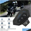 Motorcykelintercom BT-12 12S hjälm trådlös Bluetooth 5.0 Hörlurar Handset Stereo Music Anti-Interference Waterproof Drop D DHHCR
