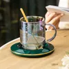Bottiglie d'acqua Copertura creativa in vetro Coffee Set Home Style European Luxury con cucchiaio e piatto pomeridiano tè