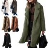 Womens Wool Blends Women Winter Fuzzy Fleece Lapel Cardigan Coats Outerwear Solid Color Drop 230818