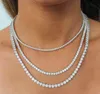 925 Pulseira de cadeia de tênis de prata esterlina 2mm 3mm 4mm 5mm 5mm Moissanite Pong Configuração de tênis de diamante Chaine