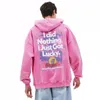 Heren Hoodies Sweatshirts 2023fw Distressed Graphic Vetements Hoodie Men Women 1 Pink The Lucky Hoody Wash VTM Oversized pullovers 230818