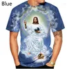 Camisetas masculinas Deus! A camiseta 3D de moda cruzada sobre Jesus Love Everone Christian Sleeve Shirt