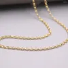 Chains Pure Au750 18K Yellow Gold Chain 2mm Women Cable Link Necklace 16-18inch 1.8-2.2g