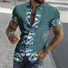 القمصان غير الرسمية للرجال قميص قصير الصيف القميص ثلاثي الأبعاد طباعة جنوب شرق آسيا على طراز صدر طية صدريج كبيرة الحجم مريحة جميلة