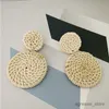 Charm Geometric Shangle Küpeler Kadınlar için Kızlar Büyük Boy Yuvarlak Rattan Yeni Stil Takı Yaz Aksesuarları R230819