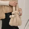 Duffel Bags Winter Women's Fashion Fur Shoulder Bag Natural Mink Braided Crossbody Magnetic Buckle Closed Small Square