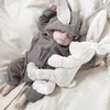 Rompers Spring Autumn Baby Boys Rabbit Cartoon Hooded Spädbarn Jumpsuits Easter Bunny Born Zipper Kleding Meisje 230818