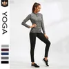 2023 Desginer Al Yoga t Short Top Fitness Long Sleeved Plush Women's Pro Sweaty Running Suit Long Sleeved Tight Fitting Stand Collar Sportswear