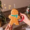 Mokken Kerst Gingerbread Man Ceramics met stroming Koffie Mug Milk Office Cups Drinkware Het cadeau voor vrienden