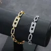 Bangle Luxury Square Link Chain Armelets Bangles Cubic Zircon CZ Vintage Bohemian Cuff Armband för kvinnor Femme Fashion Jewelry B086 J230819