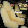 Car Seat Covers Ers Front Er Fur Steering Wheel Pink Wool Winter Essential Furry Fluffy Thick Faux Drop Delivery Mobiles Motorcycles Dhd7B