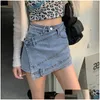 Skirts Womens Denim Mini Skirt Irregar Hem Pants Drop Delivery Apparel Clothing Dhyik