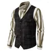 Hommes gilets 2023 hommes veste Vintage costume gilet Plaid Tweed hommes coupe régulière gilet pour mariage garçons d'honneur décontracté sans manches