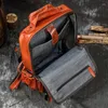 Backpack Highend Capacidade de grande capacidade A4 vintage preto laranja top top grão de couro genuíno de 14 '
