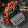 Sac à dos haut de gamme grande capacité A4 Vintage noir Orange haut Grain cuir de vachette véritable 14 ''ordinateur portable femmes hommes sac de voyage M8810