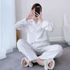 Women's Sleepwear Pajamas Spring And Summer Black Leopard Print Silk Autumn Winter Long-sleeved Two-piece Satin Set