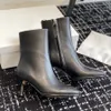 Aeyde high-heeled ankle boots Round toe kitten heel zipper leather fashion booties Designer dress wedding shoes 6.5cm