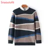Men's Sweaters Young and MiddleAged Top Autumn Winter Warm Wool Knitt Sweater Oneck Stripe Urban Casual Pullover Loose Dad Formal Wear 230818