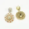 Kolczyki Dangle Clear Cz Orange Crystal Gold Gold Sun Sun Flower Kolejka Modna Biżuter