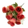 Decoratieve bloemen One Faux Lover Rosebud (7 Heads/Bunch) 13 "Lengte Simulatie Simulatie Rosa Plastic Accessoires voor bruiloft centerpieces